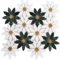 Waterjet Green White Flower Pattern